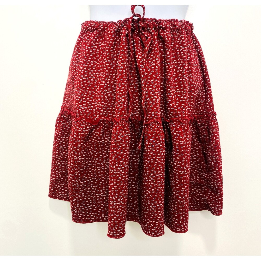 Brandy Melvile Kenzo Mini Skirt Floral Printed Tiered Pull-on High Rise One Size - Picture 2 of 11